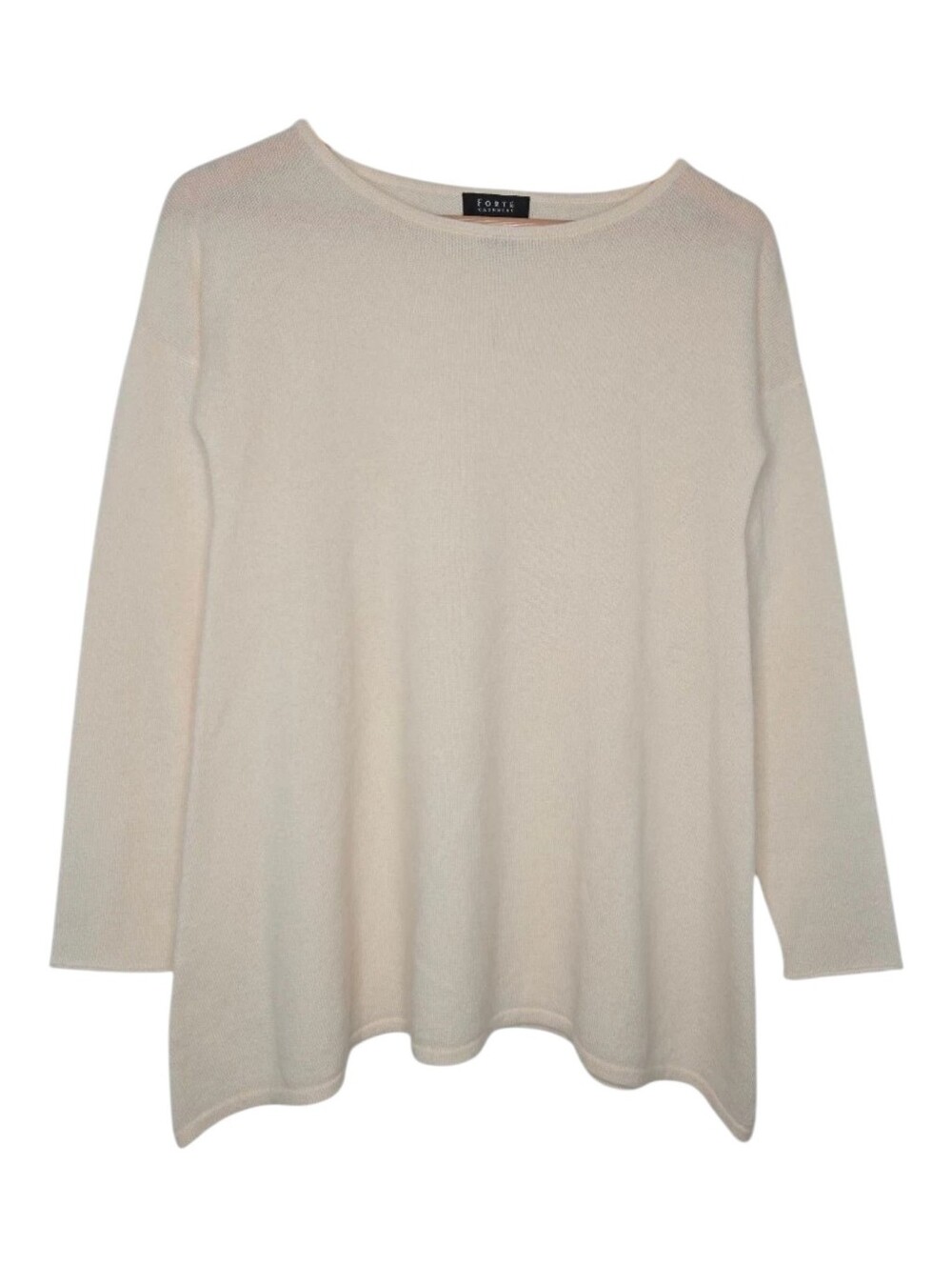 Forte Womens Cream Classic Minimalist Luxurious Cashmere Sweater Small